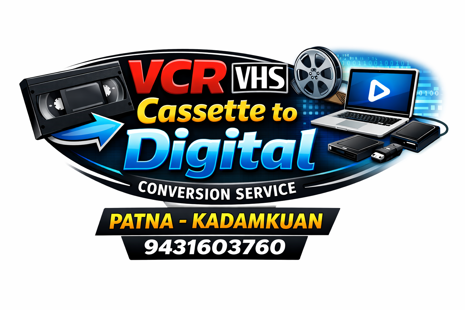 VCR VHS Cassette to Digital Conversion Service Patna Logo